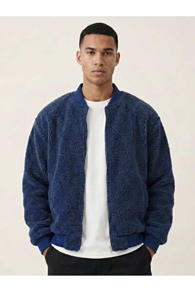 GENIUS STORE Men's Coat with Plush Lining, Oversize Wide Fit Sherpa Lamb Fabr...