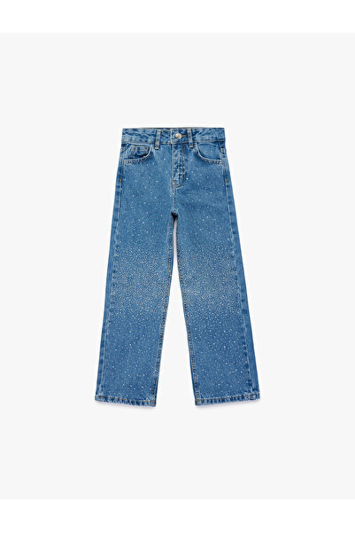 Koton Girl'S Mid Indigo Wide Leg Jean Trousers