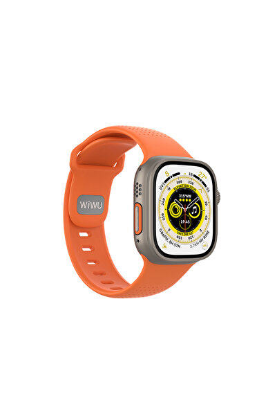 WIWU Watch 44mm Uyumlu Wi-WB0201 Comf Secur Serisi Spor Silikon Kordon Turuncu