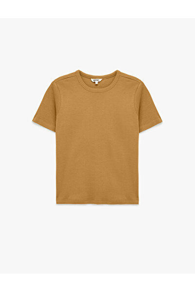 Koton Women'S Brown Slim Basic T-Shirt