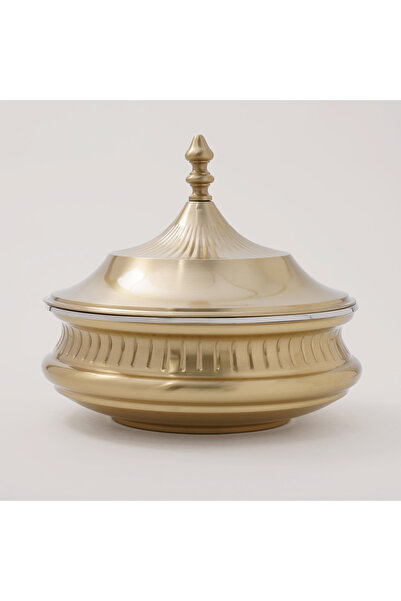 LA MESA حافظة طعام مطلية بالذهب غير اللامع، 27×27×25 سم