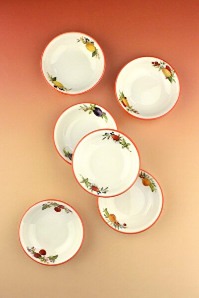 Bursa Porselen Dekor Oranj fruits 6 parça porselen çerezlik