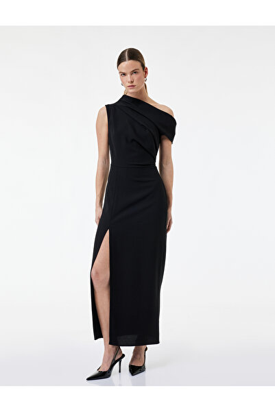 Koton فستان ميدي أسود نسائي