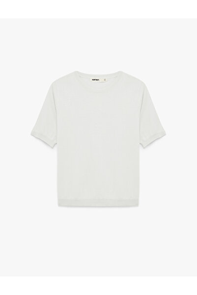 Koton Women'S Ecru Short Sleeve Sweater