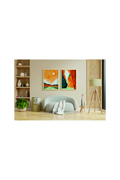 Çerçeveli Tablo 2li 30x40 cm Bohem, Modern, Minimalist, Doğa, Soyut