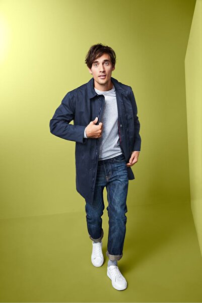 Tchibo Men Solid Jacket Shirt, Navy Blue