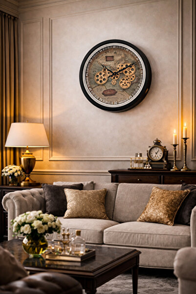 Glazze SİYAH KRONOS ÇARKLI SAAT 46CM