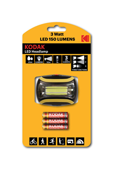 Kodak Lanterna frontala LED 3W, 150 lumeni, 3 moduri iluminat,