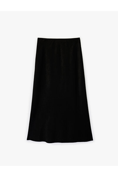 Koton Women'S Black Midi Satin Skirt