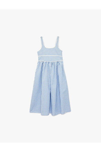 Koton Girl'S Blue Check Gingham Dress