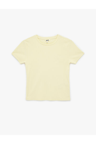 Koton Women'S Yellow Ribbed T-Shirt