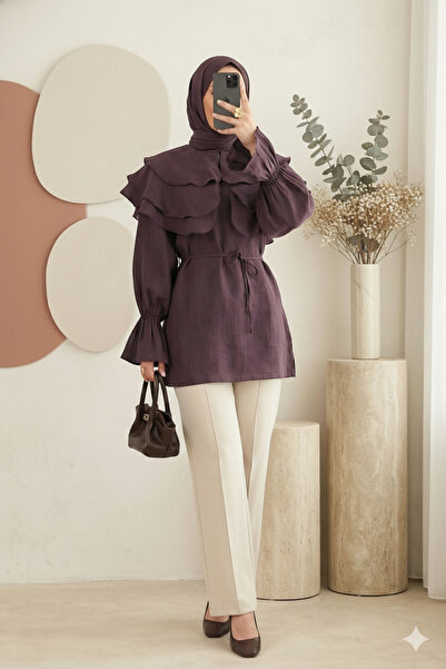 bellura Wide-Collar Tunic with Elasticated Ankles and Tieable Waist