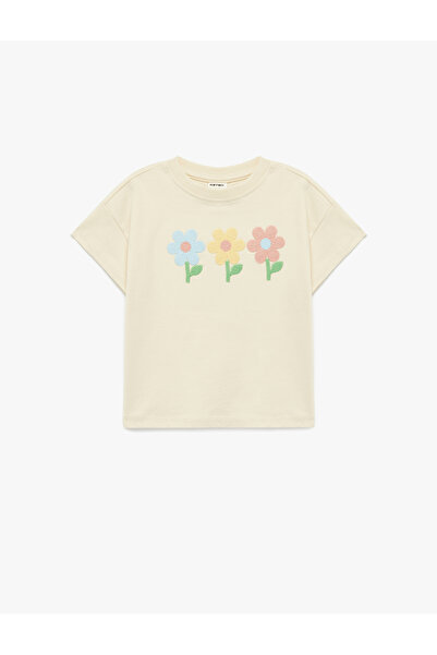Koton Baby Girl'S Beige Embroidered Cotton T-Shirt