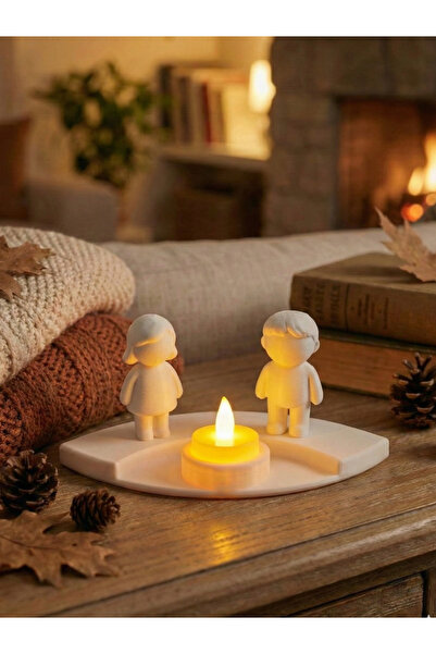 HatFam Kişiye Özel Aile Biblo Seti Tealight Mumluk Anne Baba Çocuk Figürlü De...