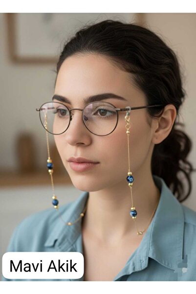 Ralp Moda سلسلة نظارات فاخرة من حجر العقيق الأزرق الطبيعي