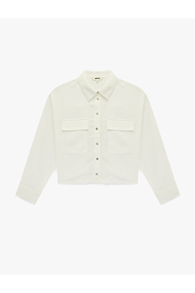Koton Women'S White Satin Crop Shirt