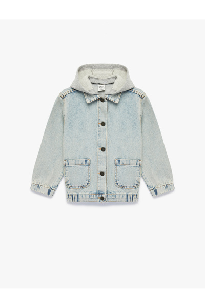 Koton Boy'S Light Indigo Hooded Jean Jacket