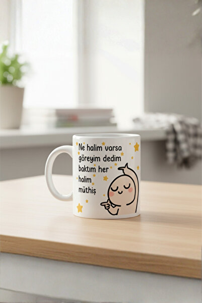 DeseneBak Ne Halim Varsa Göreyim Dedim Baktım Her Halim Müthiş Yazılı Kupa