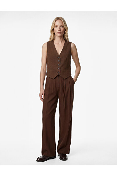 Koton Women'S Coffee Blazer Vest