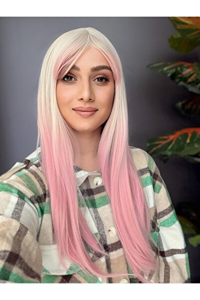 aura peruk Platin pembe ombreli düz perçemli Tina modelimiz