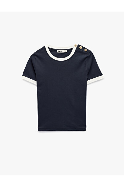 Koton Women's Button Detail T-Shirt