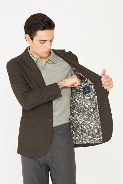 White Stone Khaki Velvet Patterned Inside Timeless Use Jacket