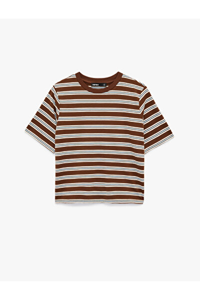 Koton Women'S Brown Stripe Striped T-Shirt