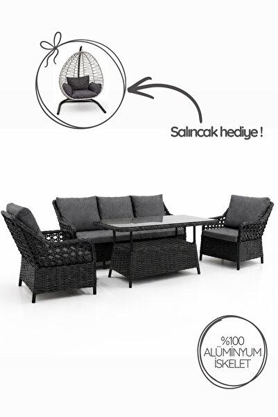 Çavdar Group İcon Raddan 3+1+1 Çay Seti SALINCAK HEDİYELİ Bahçe Mobilyası El ...