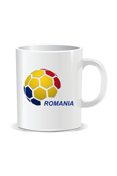 OEM Personalized mug with messages for Romanian fans, tricolor soccer ball wi...