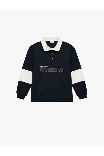 Koton Boy'S Navy Polo Neck Sweatshirt