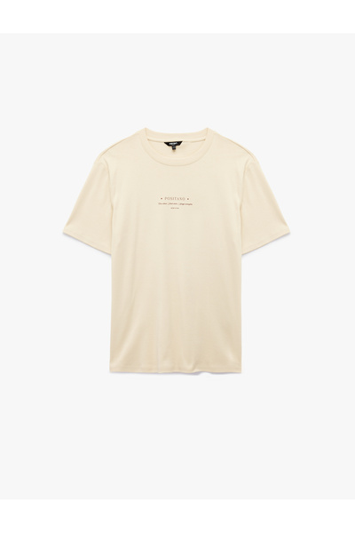 Koton Men'S Beige Back Printed T-Shirt