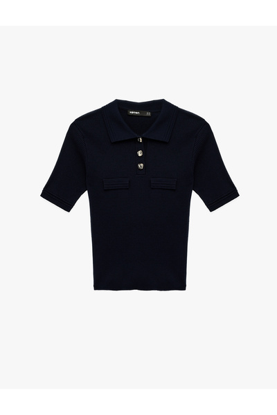 Koton Women'S Navy Polo Neck Sweater
