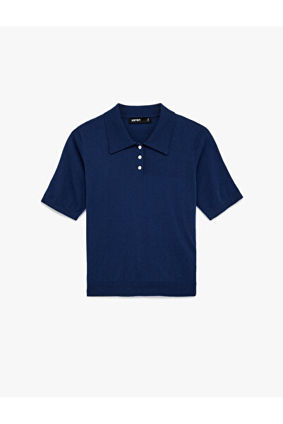 Koton Women'S Navy Short Sleeve Knit Sweater