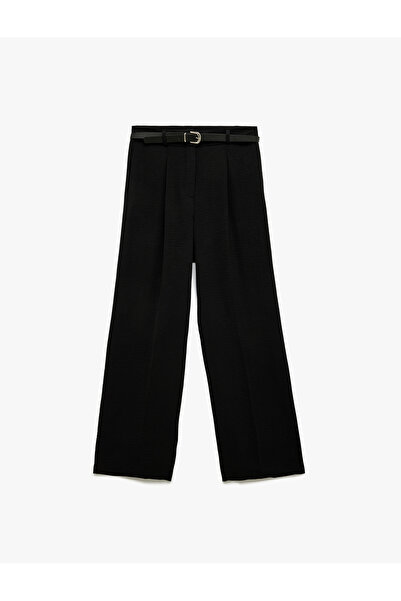 Koton Women'S Black Wide Leg Trousers