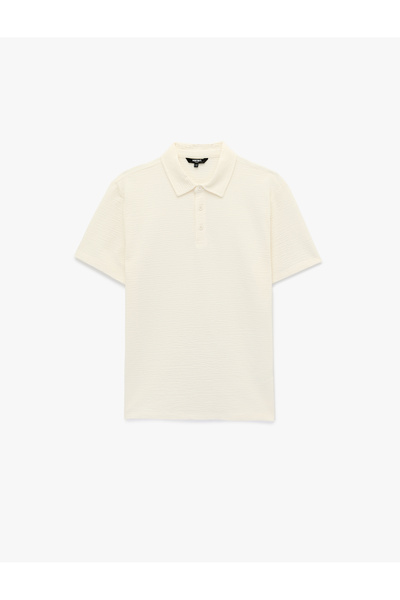 Koton Men'S Ecru Polo Collar T-Shirt