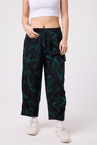 Superbluemexico Women's Street Style Baggy Trousers with Cuff Detail