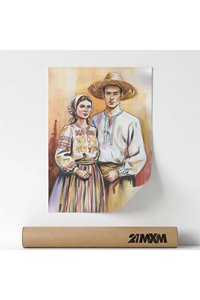 21mxm Poster 'Folcor Romanesc 10' Pe Panza Mata – Design Minimalist, 30 x 40 ...