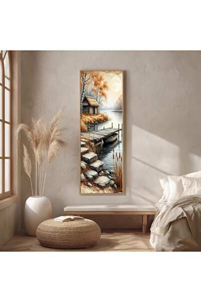 Dekorsiahome Ahşap Çerçeveli Panoramik Oturma Odası Salon Tablosu UZ0406