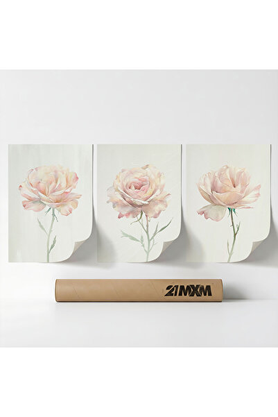 21mxm Set 3 Postere Decorative „Morning Dew Florals 08”, Material Textil, A3 ...