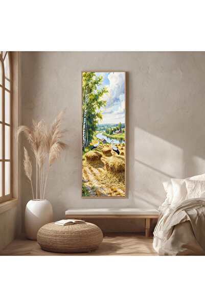 Dekorsiahome Ahşap Çerçeveli Panoramik Oturma Odası Salon Tablosu UZ0392