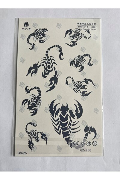 Airbrush Tattoo Akrepler Yarım Kol Yarı Kalıcı 1 Ay Kalıcı Geçici Dövme 18x11 cm