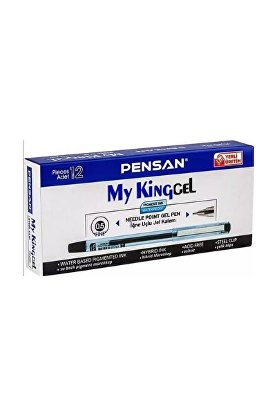 Pensan My-King Gel Metal Clip Pen Black 12 Pcs
