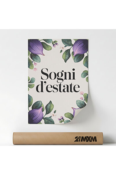 21mxm Poster decorativ, mesaj tipografic italian, Sogni d’Estate, A3 (29.7 x ...