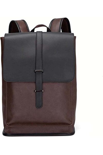 Shopi MUNTAQI Mens Backpack – PU Leather Travel Backpack with Shoulder Strap