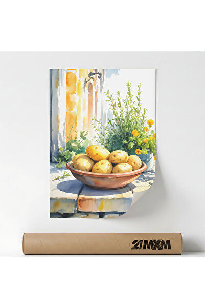 21mxm Poster 'Potatoes & Clay Bowl' Pe Panza Mata – Design Minimalist, 30 x 4...