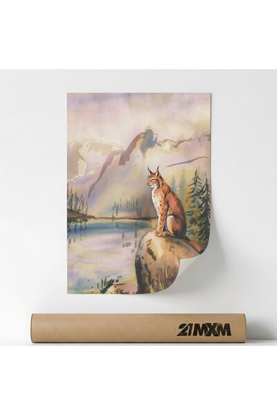 21mxm Poster decorativ, ilustratie artistica, Lynx, A3 (29.7 x 42 cm), Fara Rama