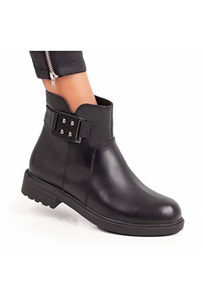 Modlet.ro Women's black leather boots with zipper MOD06992