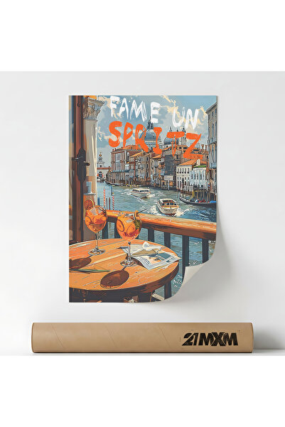 21mxm Poster Decorativ Stil Italian 'Aperitivo 5', Material Textil, Fara Rama