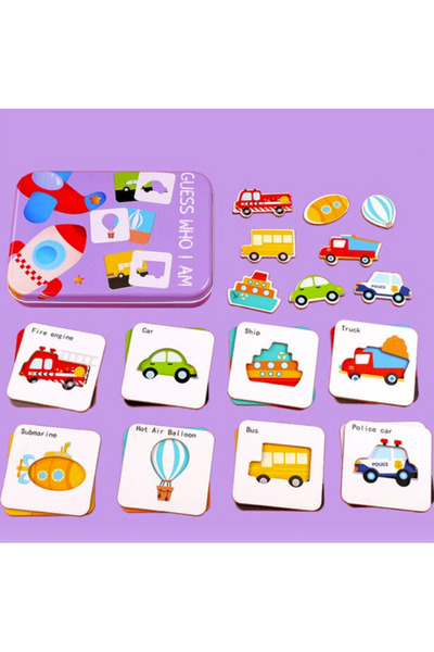 Nurio Puzzle din Lemn in Cutie Metalica - Masini