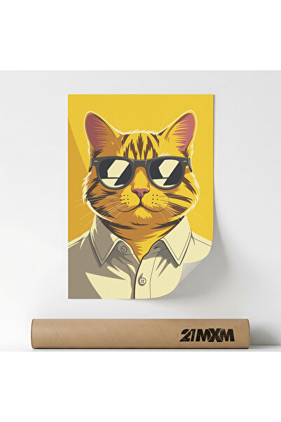 21mxm Poster decorativ, ilustratie pop art, Cat Pop Art, Fara Rama